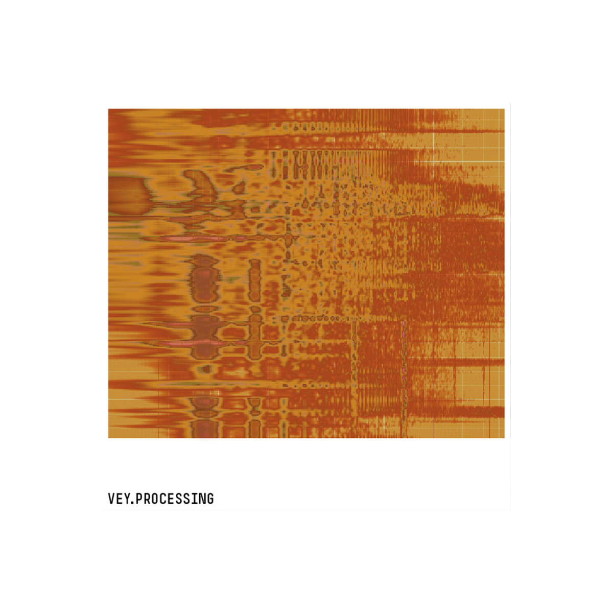 Artwork de l'album Processing : art abstrait orange et brun dans un cadre blanc